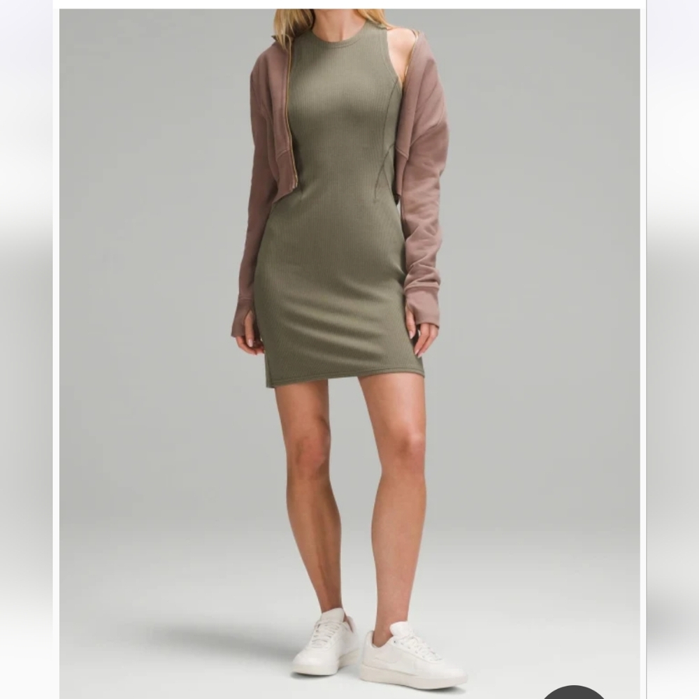 Lululemon Ribbed Softstreme Tank Dress Olive Green 4